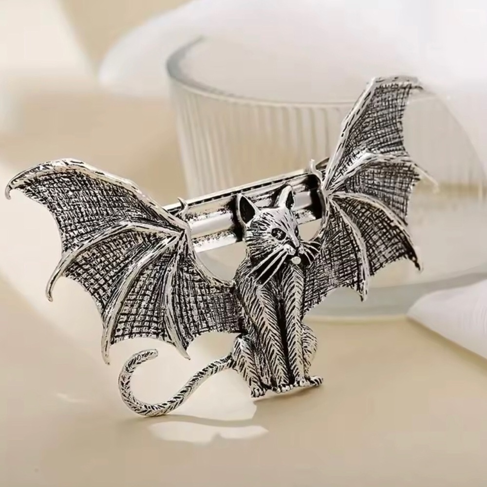 Silver Bat Wing Cat Hair Accessory